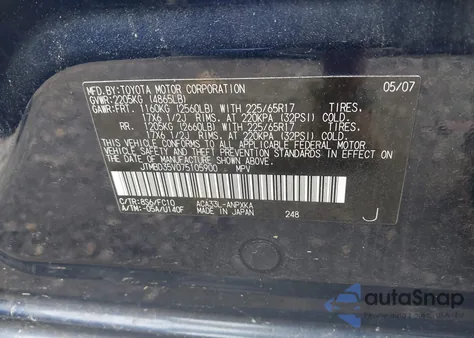 2007 Toyota Rav4 z USA, uszkodzony, nr VIN JTMBD35V075105900